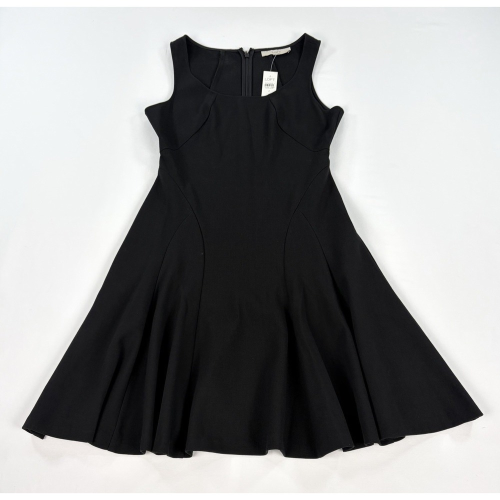 Ann Taylor LOFT Black Fit & Flare Dress Women's 2 Sleeveless Party Cocktail New